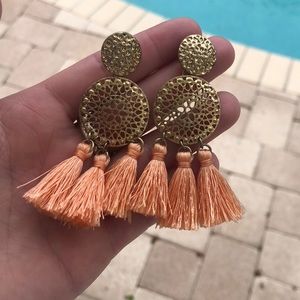 Coral Tassel Earrings